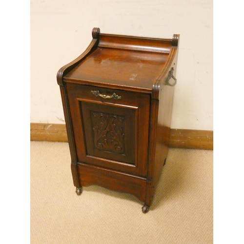 389 - Edwardian  mahogany drop front coal cabinet