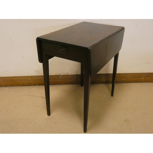 403 - Victorian mahogany Pembroke table with drawer on square tapered legs, 25