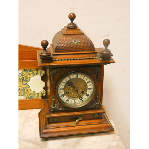 405 - Edwardian striking bracket clock in walnut case, 18