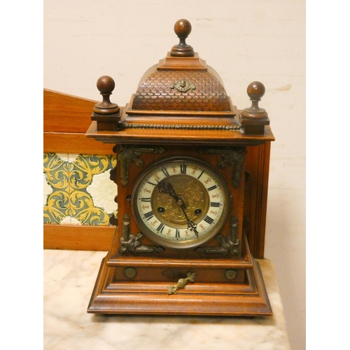 405 - Edwardian striking bracket clock in walnut case, 18