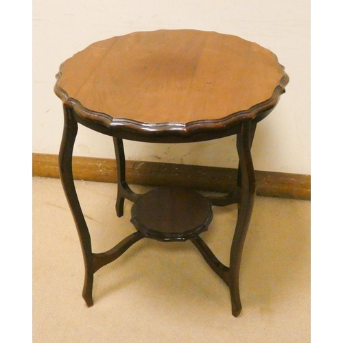 434 - Circular Edwardian mahogany two tier occasional table with pie crust edge