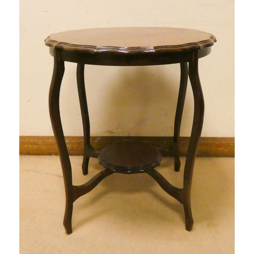 434 - Circular Edwardian mahogany two tier occasional table with pie crust edge