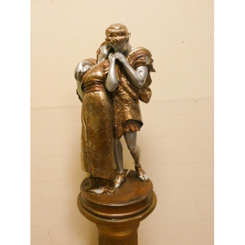 437 - Gilt painted plaster figure of Antony & Cleopatra on a gilt plaster base. 63