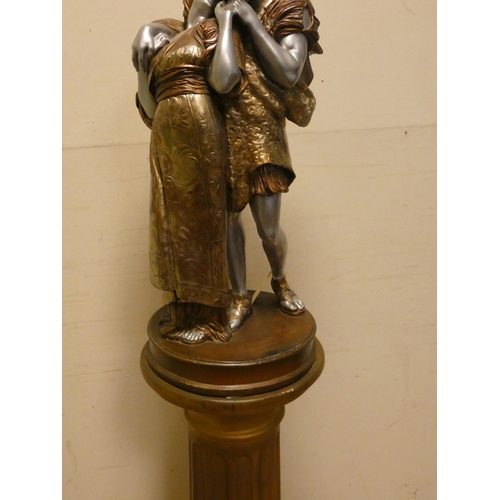 437 - Gilt painted plaster figure of Antony & Cleopatra on a gilt plaster base. 63