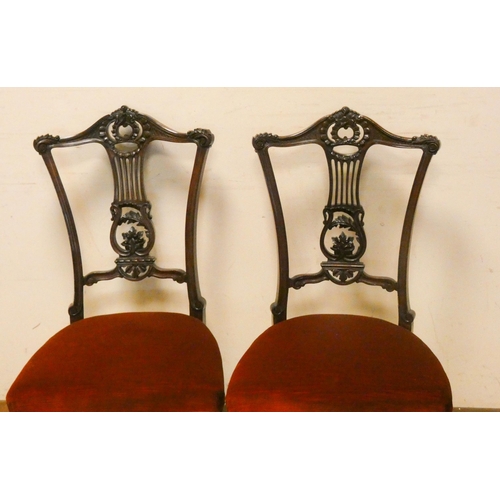 459 - Pair of Edwardian walnut bedroom chairs on cabriole legs