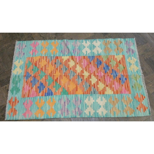 177 - Two small patterned Kilim style wool pile rugs