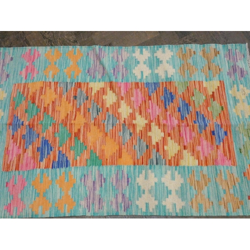 177 - Two small patterned Kilim style wool pile rugs