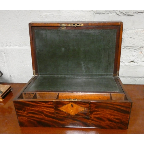 428 - Victorian mahogany and satin wood inlaid writing box