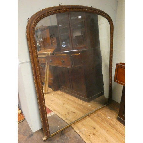 472 - Very large Victorian over mantel mirror in arched gilt frame, 62