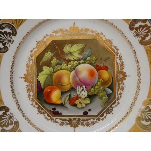 337 - A Derby part dessert service circa 1815-1820 painted by Thomas Steel with panels of fruits and flowe... 