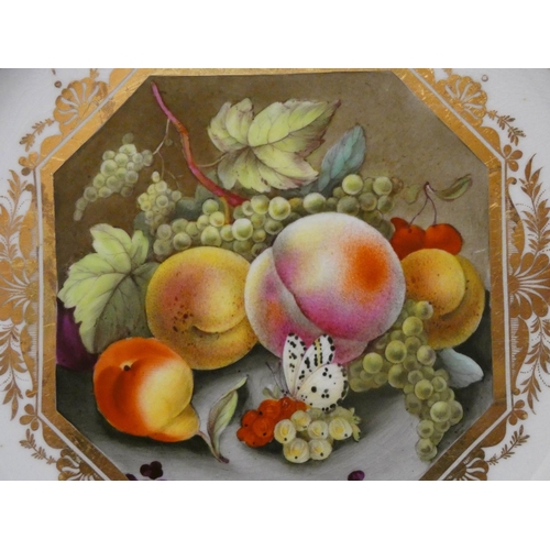 337 - A Derby part dessert service circa 1815-1820 painted by Thomas Steel with panels of fruits and flowe... 