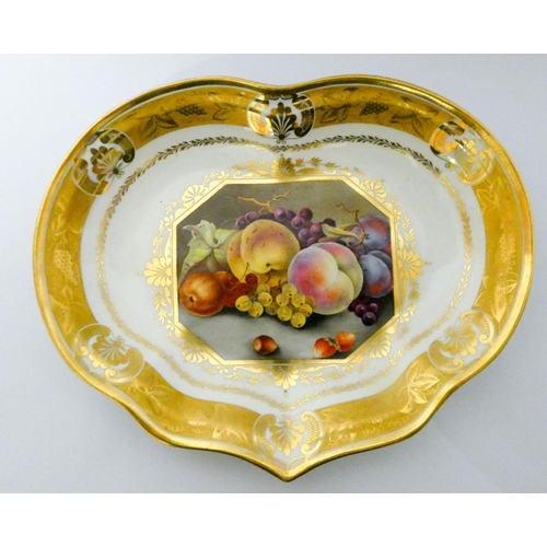 337 - A Derby part dessert service circa 1815-1820 painted by Thomas Steel with panels of fruits and flowe... 