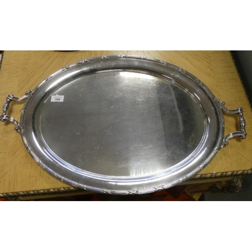 340 - A large silver plated twin handled tea tray