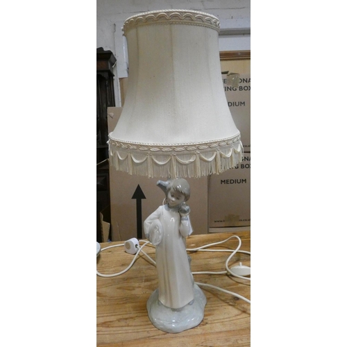 359 - A Lladro style figural table lamp, base marked Zaphir