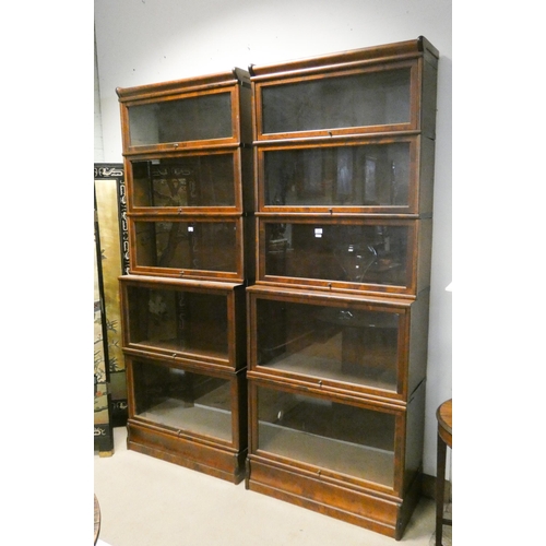 483 - A pair of Globe Wernicke style five section glazed bookcase with drawer in the base, each 34