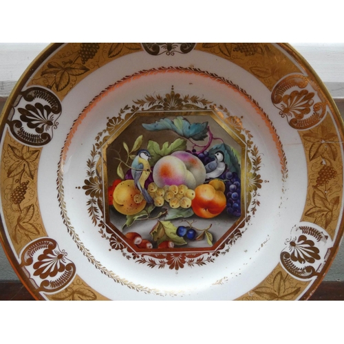 337 - A Derby part dessert service circa 1815-1820 painted by Thomas Steel with panels of fruits and flowe... 