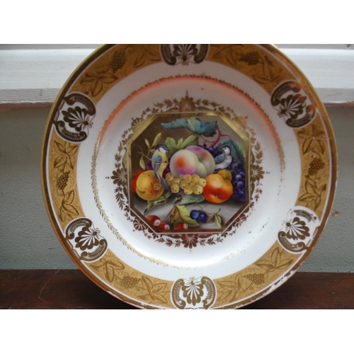 337 - A Derby part dessert service circa 1815-1820 painted by Thomas Steel with panels of fruits and flowe... 