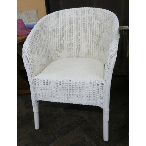 154 - A cream painted Lloyd Loom bedroom chair