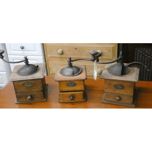 183 - Three old French coffee grinders