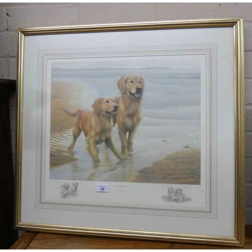 29 - Signed Limited Edition print by Nigel Hemming of retriever dogs entitled 'Golden Sands'