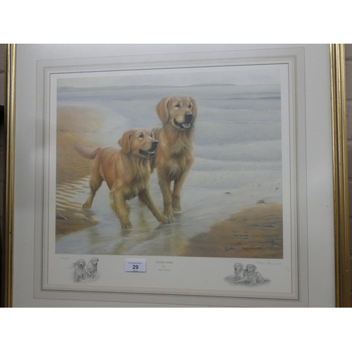 29 - Signed Limited Edition print by Nigel Hemming of retriever dogs entitled 'Golden Sands'