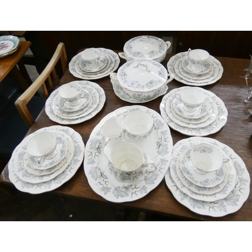 53 - Royal Albert Silver Maple pattern bone china dinner and tea service - 37 pieces