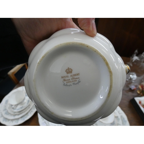 53 - Royal Albert Silver Maple pattern bone china dinner and tea service - 37 pieces