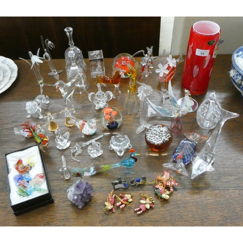 54 - Quantity of assorted miniature and other coloured glass ornaments