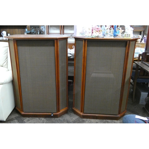 66 - A pair of very large speakers in teak cabinets, each 33