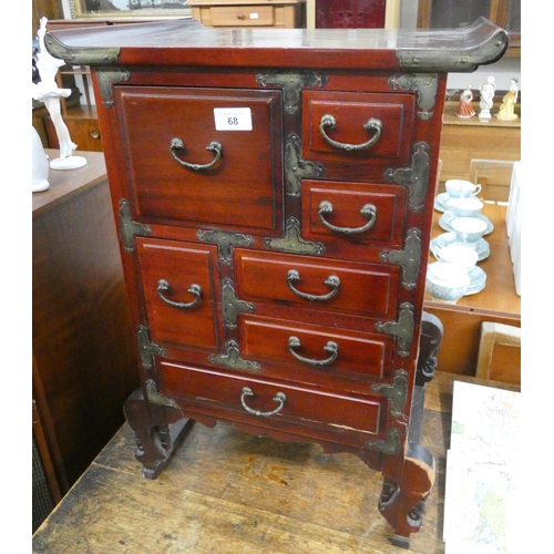 68 - A miniature Chinese chest of seven drawers, 17 1/2