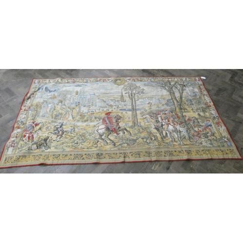 71 - A large lined tapestry wall hanging or table cover