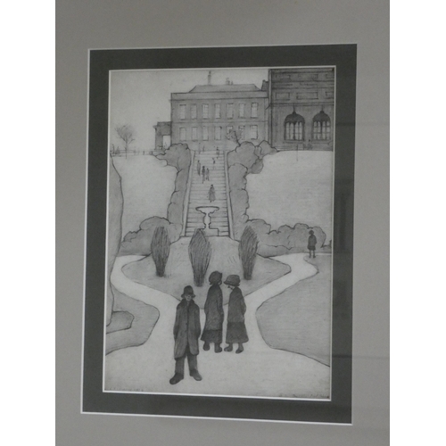 81 - A set of three well framed black and white modern prints after L S Lowry