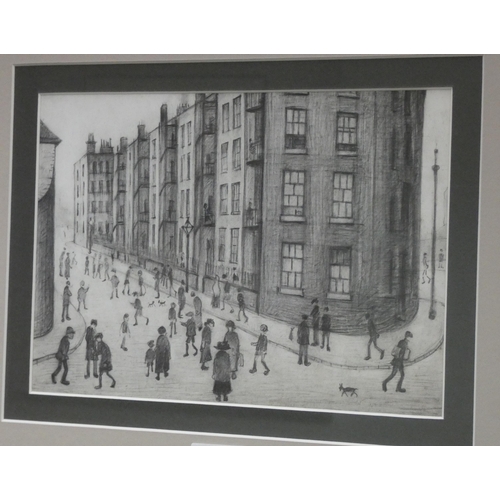 81 - A set of three well framed black and white modern prints after L S Lowry