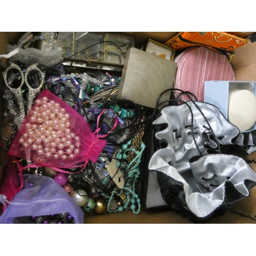 91 - A very large quantity of costume jewellery, beads, grape scissors etc