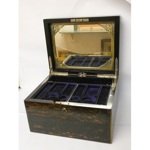 530 - Asprey  - Victorian Coromandel ladies travelling case with fitted compartments. Mirror inset to lid.... 