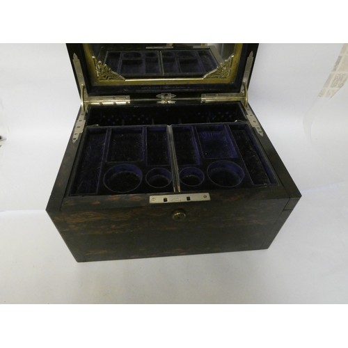 530 - Asprey  - Victorian Coromandel ladies travelling case with fitted compartments. Mirror inset to lid.... 