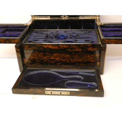 530 - Asprey  - Victorian Coromandel ladies travelling case with fitted compartments. Mirror inset to lid.... 