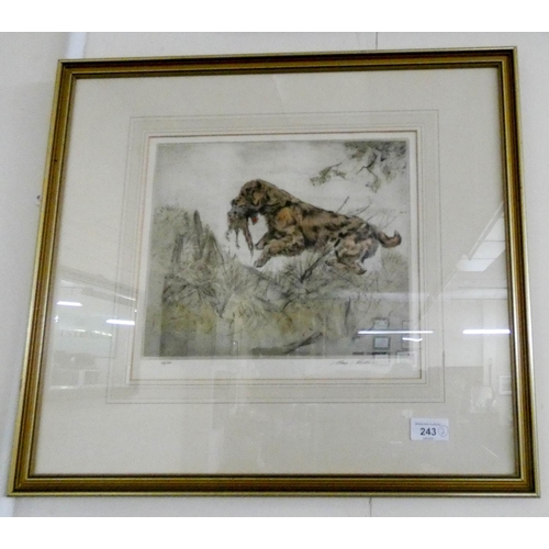 243 - Henry Wilkinson - signed limited edition print of a spaniel dog with pheasant and another country sc... 