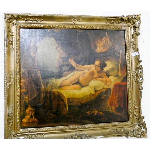 258 - A large Victorian style oleograph in gilt frame of a reclining nude