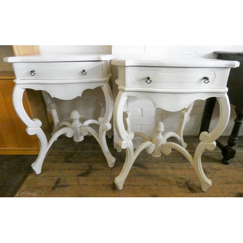 236A - A pair of cream bedside or lamp tables fitted drawers