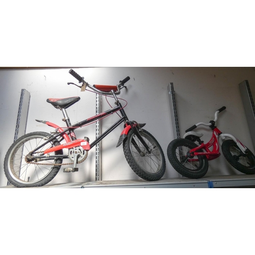 363 - A child's Raleigh Grifter BMX bike and a small specialised pedeless training bike