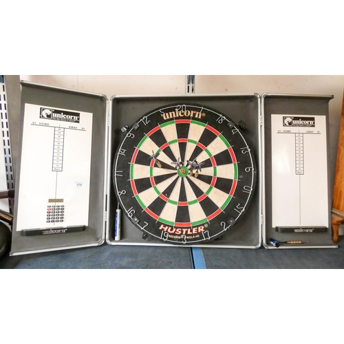 370 - A Unicorn dartboard in wall hanging case