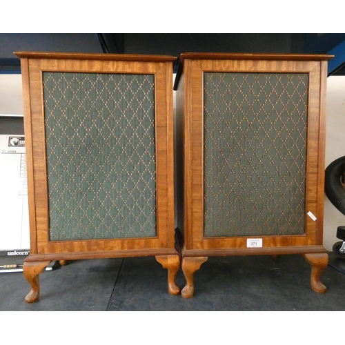 371 - A pair of walnut speaker cases