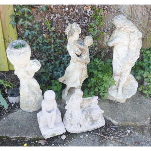 430 - Five various stone garden figure ornaments