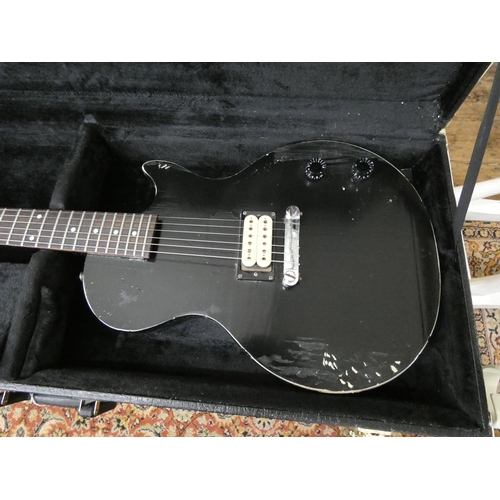 110 - An Epiphone Junior model six string electric guitar in a hard travelling case