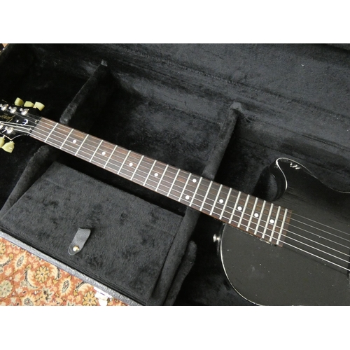 110 - An Epiphone Junior model six string electric guitar in a hard travelling case