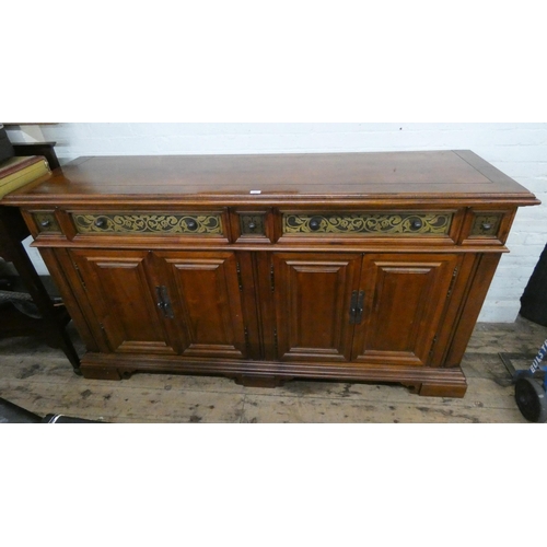 165 - A large walnut finished sideboard, fitted five assorted size drawers and cupboards under, 6'6 wide