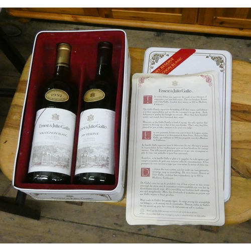 24 - Two bottles of Ernest & Julio Gallo wine in presentation tin