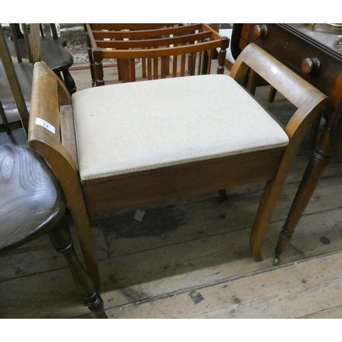 74 - Edwardian mahogany lift top music seat