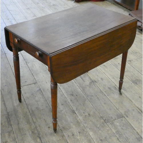 75 - A Victorian mahogany Pembroke table fitted drawer on turned legs, 2'9 wide